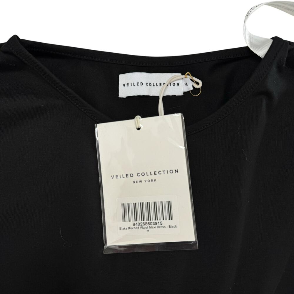 VEILED COLLECTION *NEW* Black Blake Ruched Waist Maxi Dress Size Medium Modest - Picture 6 of 12